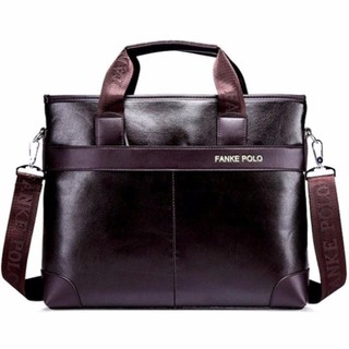 Fin 1 กระเป๋าโน้ตบุ๊ค ใส่เอกสาร รุ่น Polo Man Briefcase Notebook Business Bag No. 2096 - สีน้ำตาล