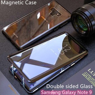 Samsung Galaxy 9 note8 note9  เคสโทรศัพท์มือถือแม่เหล็กโลหะ, เคสโทรศัพท์มือถือแก้ว, ประกบแม่เหล็ก, เคสกระจกสองด้าน, เคสโทรศัพท์มือถือ, เคสกันกระแทก, เคสป้องกัน,