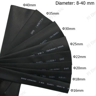 ท่อหดสีดำ ความยาว 1 เมตร สัดส่วนการหดตัว 2:1 ขนาด 6,8,10,12,14,15,16,18,20 มิลลิเมตร(เลือกขนาด) แบบใช้ความร้อน