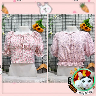 ลดล้างสต็อค! เสื้อครอป ลายดอก แขนตุ๊กตา // มี 2 แบบ พร้อมส่ง!