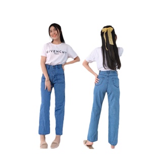โปรโมชั่น : Cc jeans 089 กางเกงยีนส์ผู้หญิง เอวสูง กระบอก สีอ่อน กระเป๋าหน้า กางเกงผู้หญิง