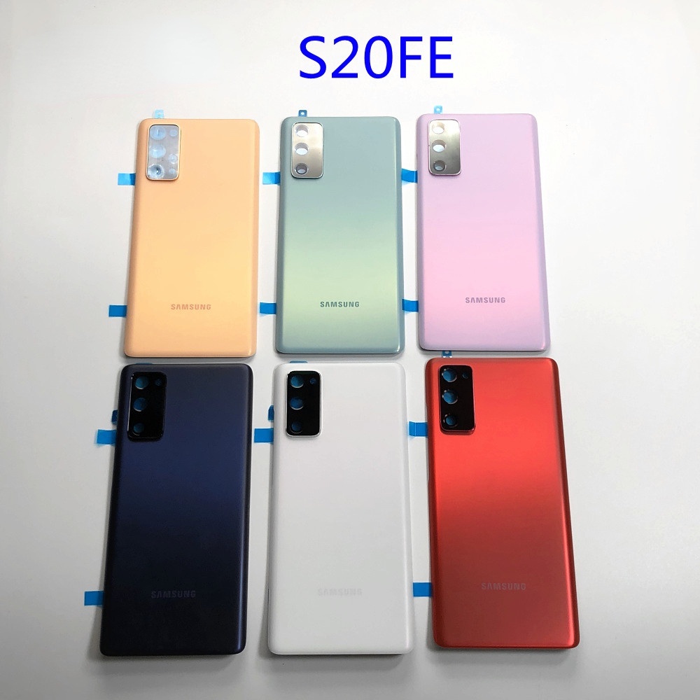สําหรับ Samsung Galaxy S20 FE 4G แบตเตอรี่ฝาหลังประตูกระจกเลนส์กรอบเปลี่ยนอะไหล่ซ่อม S20FE 5G พลาสติก