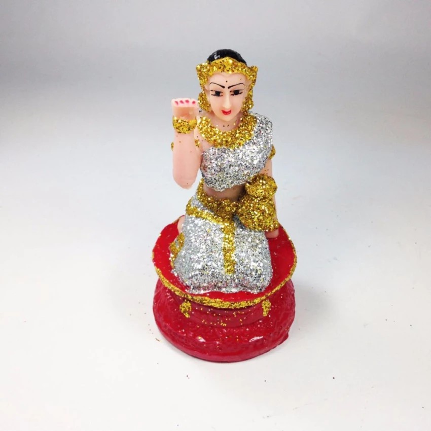 JMT นางกวัก กลาง สีเงินแต่งกากเพชร