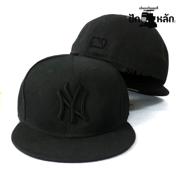 หมวกฮิปฮอป NY สีดำล้วน ปักโลโก้ NY สีดำ แบบเต็มใบ เท่ๆ แนวสตรีท ใส่ได้ทั้งชายหญิง