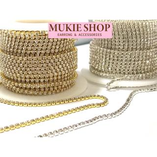 DIY อะไหล่ สายเพชร rhinestone เกรด ซุปเปอร์แฟลช AAA แบบเส้นเดี่ยว ขนาด2mm (ยาว 1หลา/แพ็ค) Mukie shop มุกี้ ช้อป