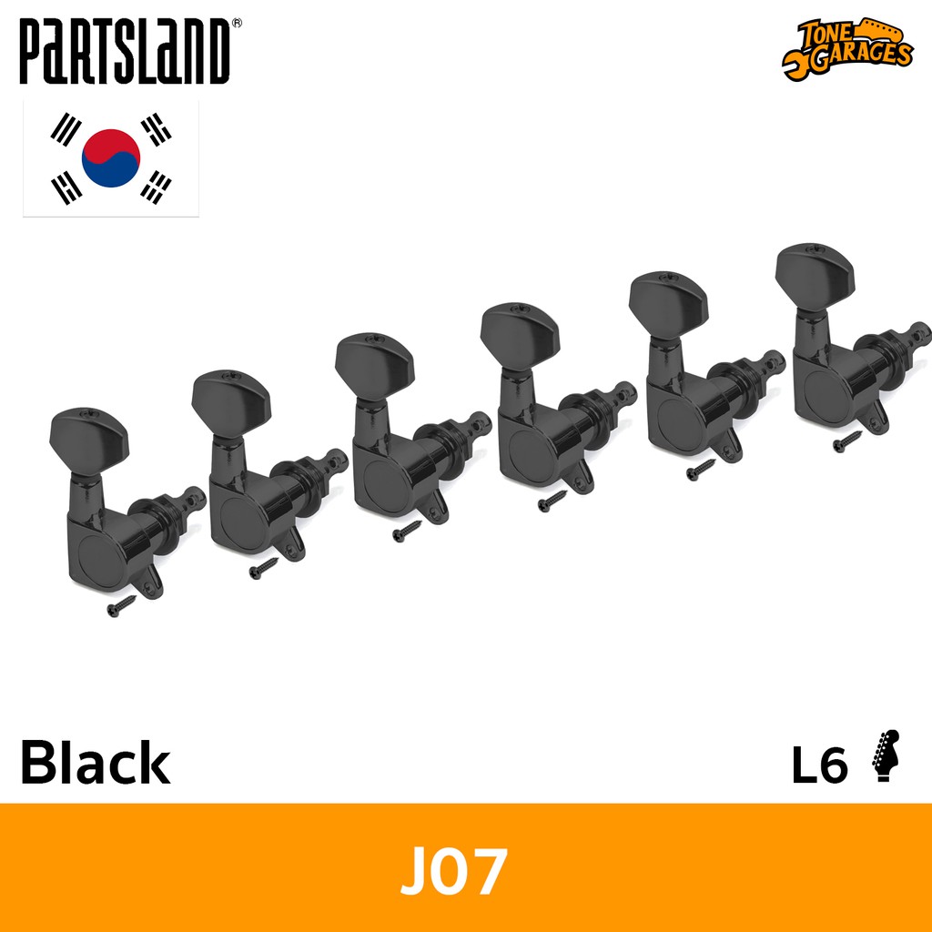 Partsland Machine Heads ลูกบิดกีต้าร์ L6 สี Black เกาหลี (J07-BK)