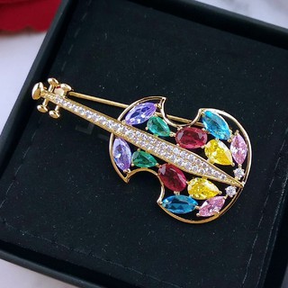 Miss Earring เข็มกลัดเพชร CZ Guitar เข็มกลัดกีตาร์ สีทอง