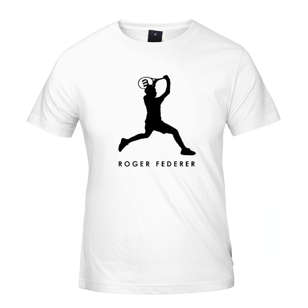 เสื้อยืดแขนสั้น ผ้าฝ้ายแท้ พิมพ์ลายเทนนิส Feder Roger Federer Silhouette สําหรับผู้ชายS-5XL