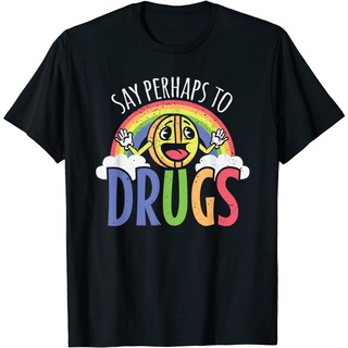 เสื้อยืดครอปเสื้อยืด พิมพ์ลาย LSD Rainbow Pill สีรุ้งS-5XL