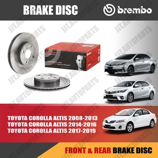 Brembo จานเบรค TOYOTA COROLLA  ALTIS 2008-2013, 2014-2019 โตโยต้า อัลติส ปี 2008-2013, 2014-2019 [คู่หน้า, ดิสก์หลัง]