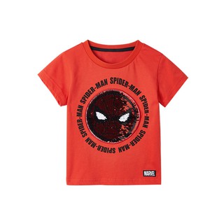 เสื้อเด็กน่ารัก เสื้อยืดเด็ก แต่งเลื่อม ลาย สไปร์เดอร์แมน สีแดง