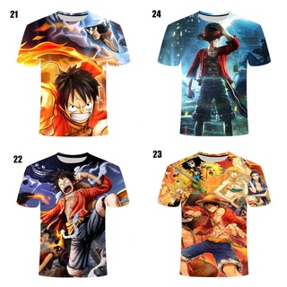 เสื้อยืดแขนสั้นลําลอง พิมพ์ลายกราฟฟิค One Piece Monkey D Luffy 3 มิติ ขนาดใหญ่ แฟชั่นฤดูร้อน สไตล์ญี่ปุ่น สําหรับผู้ชาย