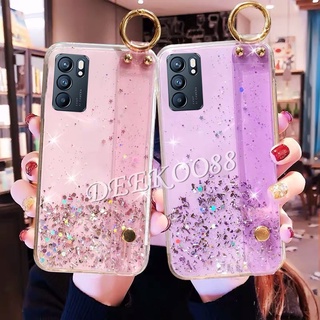 เคส OPPO Reno6 Z Reno5 Pro Marvel Edition Reno4 Pro Z 4G 5G Bling Casing with Wristband Clear Star Space Back Cover เคสโทรศัพท์ Reno 6Z 5 5Pro 4Z 4 4Pro TPU Softcase Phone Case