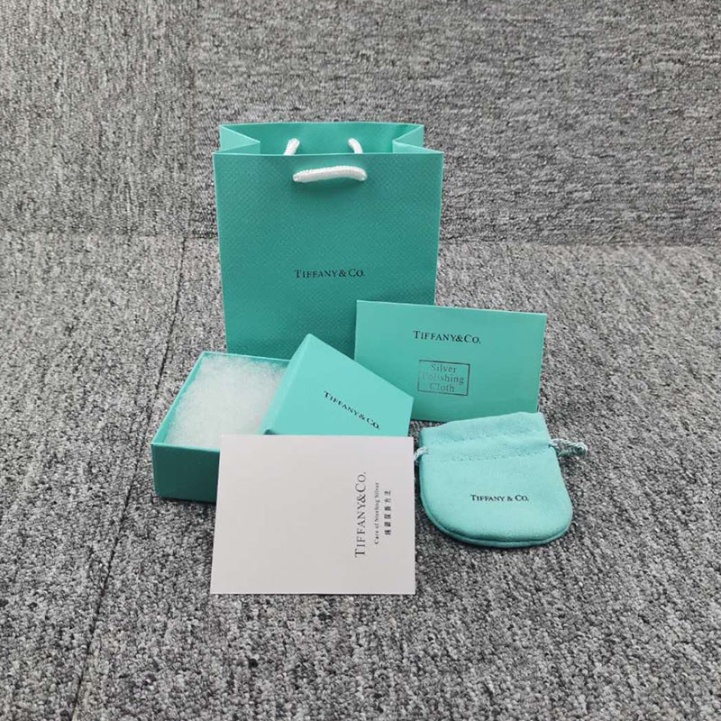 Tiffany กล่องบรรจุภัณฑ์ สีฟ้า สําหรับใส่ของขวัญ สร้อยคอ สร้อยข้อมือ ถุงกระดาษ