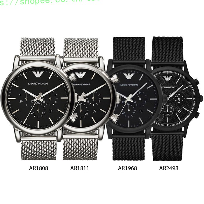 Emporio Armani Silver&Black AR1808 AR1811 AR1968 AR2498 - นาฬิกาแบรนด์เนมแท้ 100% ของแท้ราคาถูก A-83