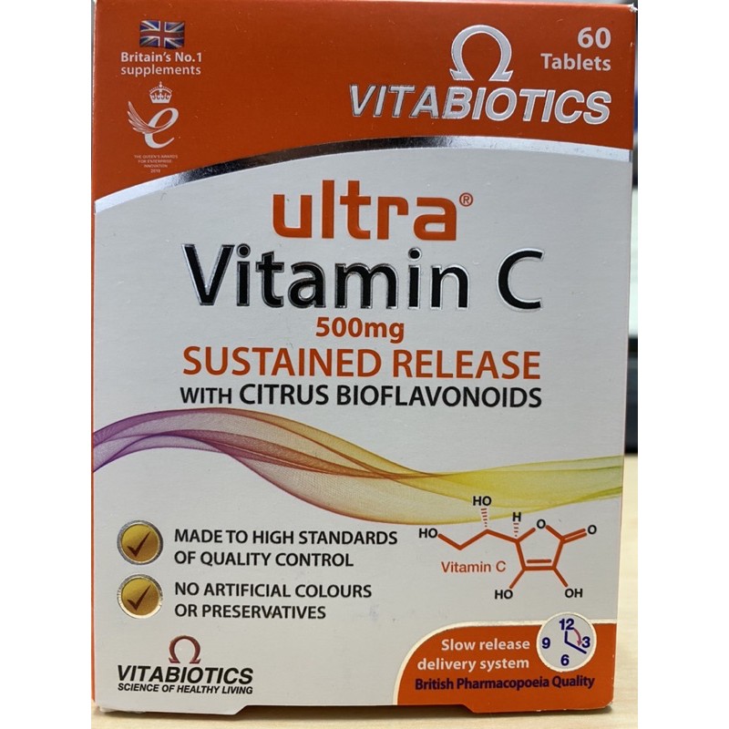 Vitabiotics Ultra Vitamin C 500 mg. Sustained Release 60 Tablets