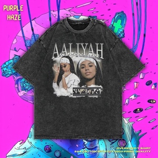 เสื้อยืด ขนาดใหญ่ พิมพ์ลาย Haze Aaliyah Queen of R&amp;B สีม่วง | หินล้างทําความสะอาด | เสื้อเชิ้ต Aaliyah | เสื้อยืด ขนาดให