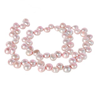 ลูกปัดมุกแท้เม็ดมุก (Pearl) เม็ดกลมแบน 8 mm - (LZ-0249 สีชมพู)