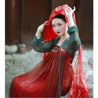 ผู้หญิงซูเปอร์นางฟ้าสไตล์จีน Hanfu H Anfu วินเทจโบราณ Qi หน้าอกฮันชุดรสสีเขียว