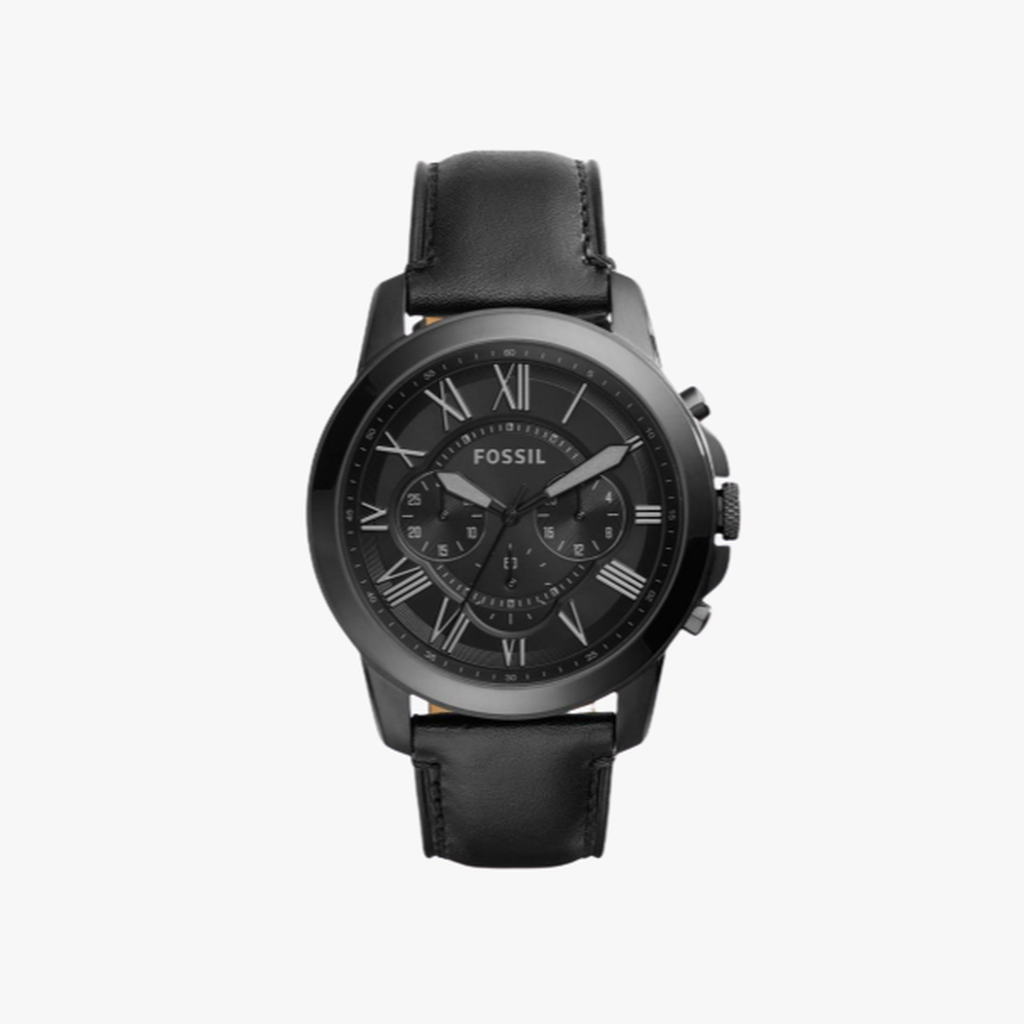 Fossil นาฬิกาข้อมือผู้ชาย Grant Chronograph Black Dial Black รุ่น FS5132