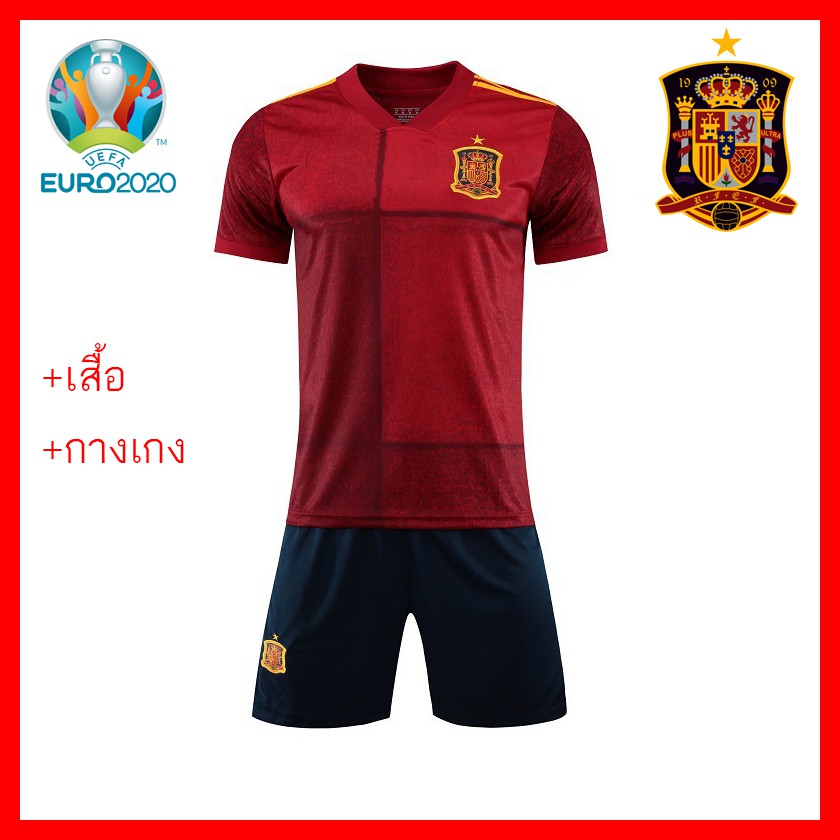 พร้อมส่งจากไทย เสื้อชุดบอลทีมชาติสเปน กระทิงดุ เหย้า สีแดง เกรด AAA บอลยูโร20-21  RED Shirt Football Soccer Spain Euro