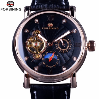 Forsining Fashion Luxury Luminous Hands Rose Golden Men Watches Top Brand Tourbillion Diamond Display Automatic Mechanic