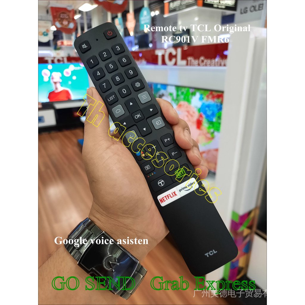 รีโมทคอนโทรล RC901V FMR6 TCL TV สีดํา สําหรับ Android TV