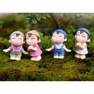 พร้อมส่ง ตุ๊กตาจิ๋วแต่งสวน คู่ตุ๊กตาเด็กชายเด็กหญิงแต่งสวน ขายเป็นชุด