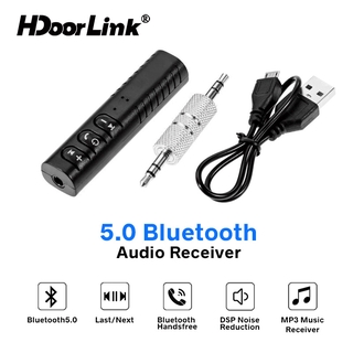 Hdoorlink บลูทูธ 5 . 0 3 . 5 มม. Aux อุปกรณ์รับสัญญาณเสียงสเตอริโอไร้สายสําหรับติดรถยนต์