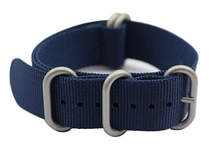 นาฬิกา Mens Sport Canvas Navy Blue 18mm Nato Strap 22mm Nato Seatbelt Strap 20mm สายนาฬิกาทดแทน