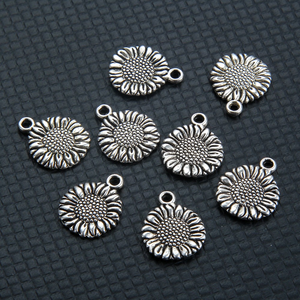 10 ชิ้นโลหะผสมดอกทานตะวัน Charms จี้เครื่องประดับ DIY อุปกรณ์เสริม