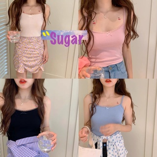 Sugar🌈พร้อมส่ง🌈เสื้อกล้าม สายเดี่ยว เสื้อผ้าแฟชั่นผู้หญิง ผ้าร่องใส่สบาย(0523)