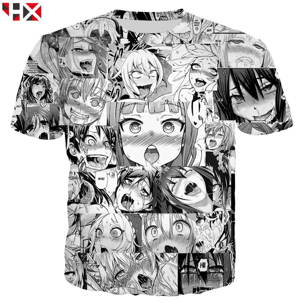 เสื้อยืดพิมพ์ลาย 3 D Ahegao แฟชั่นสำหรับผู้ชาย