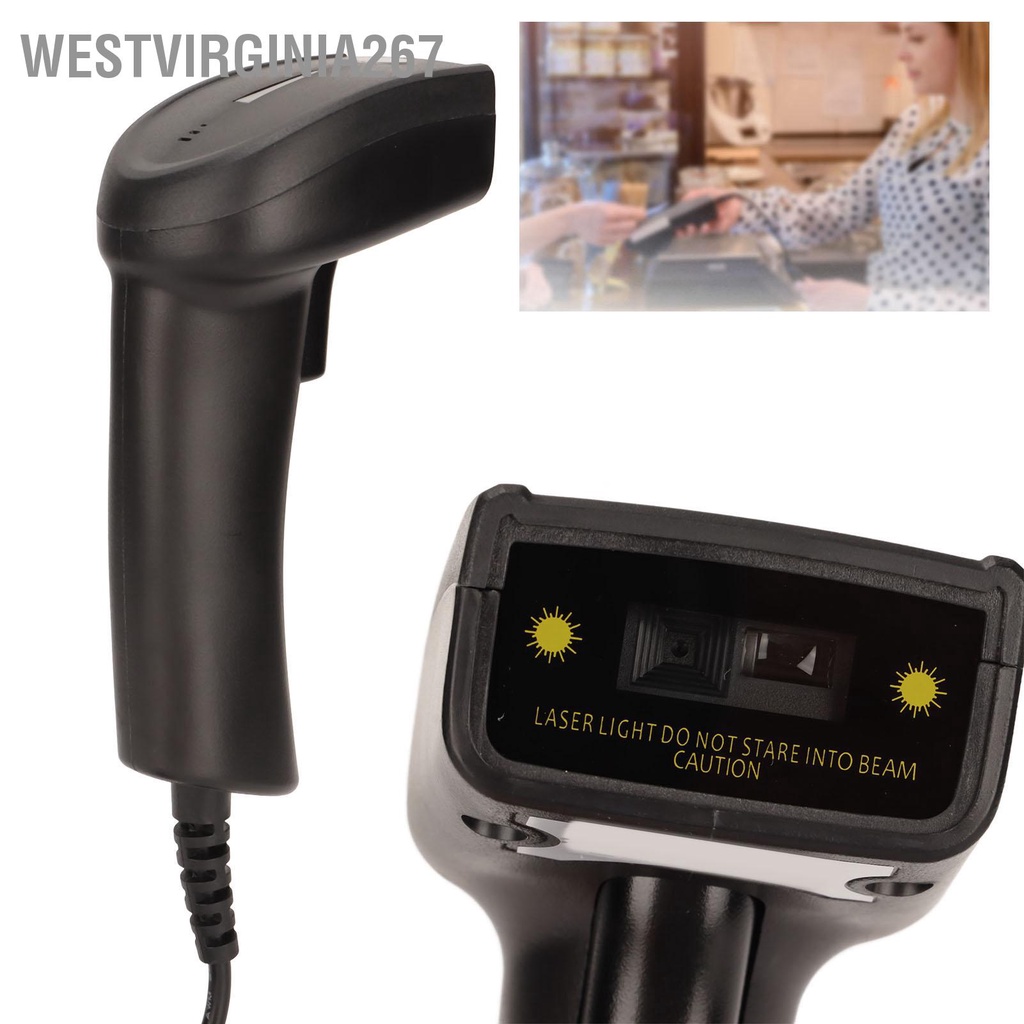 1D Barcode Scanner Handheld USB Wired Automatic Reader for Supermarket Retail Warehouse #5