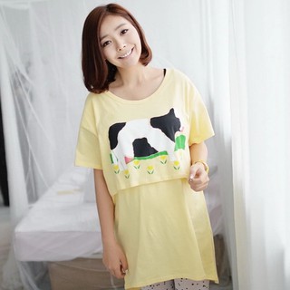 Momcloth LKNS002 เสื้อคลุมท้องให้นม นำเข้าจากเกาหลี - สีเหลืองอ่อน