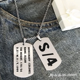 ป้ายห้อยคอ Dog Tag ทหาร แท๊ก 2ชิ้น สร้อยคอ จี้แท๊ก สลักชื่อ สแตนเลสแท้ ลอกยินดีคืนเงิน(TAG2ชิ้น)