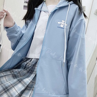 [2021 New ] เสื้อกันหนาวแขนยาวมีฮู้ดลายการ์ตูน Cinnamoroll สไตล์ญี่ปุ่นและฤดูหนาวสําหรับผู้หญิง