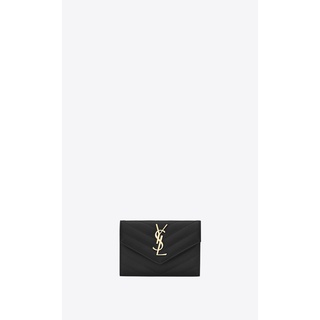 SAINT LAURENT Small Letter Logo Textured Embossed Envelope Wallet / Coin Purse / Short Wallet