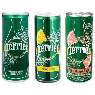 น้ำแร่ซ่าๆ 5 รสชาติ (ธรรมชาติ เลม่อน พีช เกรปฟรุ๊ต แตงโม) Perrier Sparking Natural Mineral Water Can 250ml