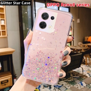 เคสโทรศัพท์มือถือแบบนิ่ม TPU ใส แต่งกลิตเตอร์ดาว ไล่โทนสี หรูหรา สําหรับ OPPO Reno 8 Pro Plus 5G 8Z Reno8 4G Reno8Z 8Pro 8ProPlus 8Pro+