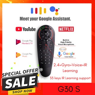 Air mouse G30S รุ่นท๊อปสุ Air Mouse 2.4G Wireless 33คีย์ Voice+IR Learning+Gyro สำหรับ SMARTTV และ ANDROID TV BOX