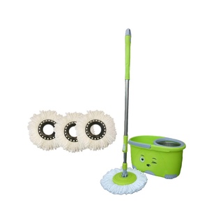 ไม้ม็อบพร้อมถังปั่นรุ่น คิวเบบี้ ไม้ถูพื้น ไม้รีดน้ำ Mop with spinning bucket, Qbaby model