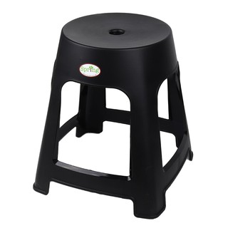 Chair table PLASTIC STOOL SPRING SMART 41X41X45.5CM BLACK Outdoor furniture Garden decoration accessories โต๊ะ เก้าอี้ เ