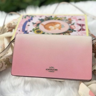 HAYDEN FOLDOVER CROSSBODY CLUTCH WITH OMBRE (COACH F67504) PINK MULTI/SILVER