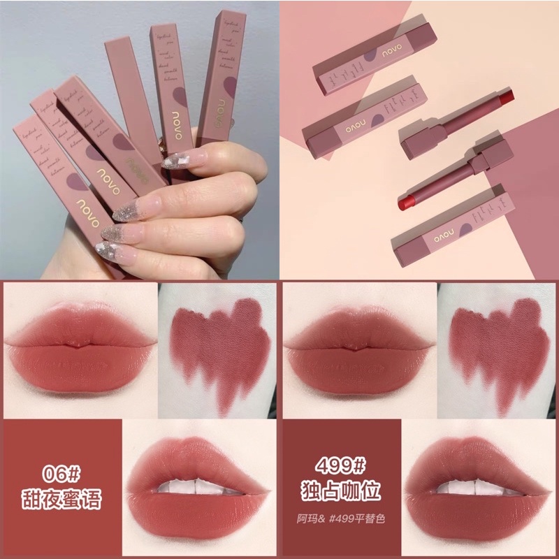 5616 (ใหม่/แท้) NOVO ลิปสติกเนื้อกำมะหยี่ ลิปเนื้อเวลเวทแมท นุ่มละมุนปาก สีชัด ติดทน กันน้ำ Lipstick