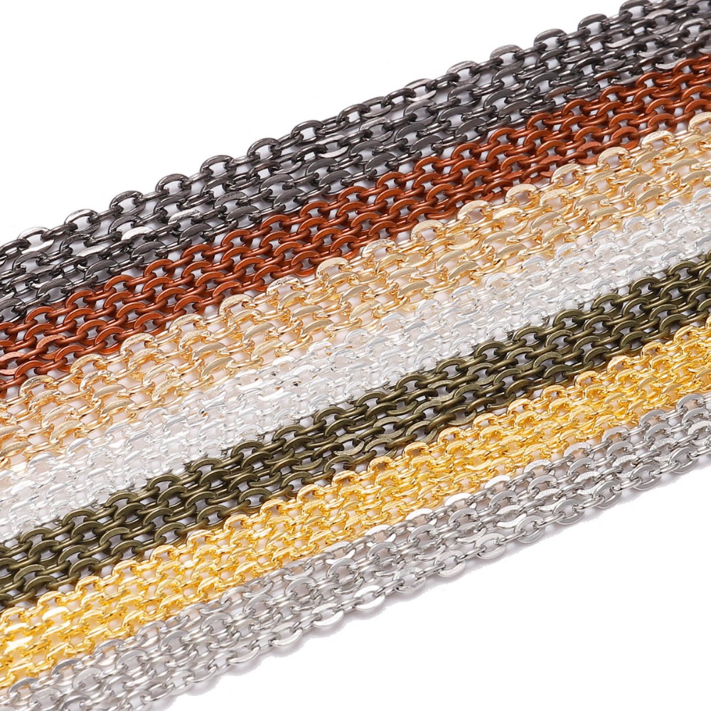 สายโซ่ทองเหลืองสีเงิน / ทอง / สีดํา / บรอนซ์ 2×3 มม . 5 ม . / ล็อตสําหรับทําเครื่องประดับ Diy