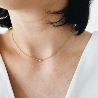 Tiny Ball Chain Choker, 18K Gold Plated, Sterling Silver Necklace | สร้อยคอ สร้อยคอจี้ เงินแท้ ทองแท้ ชุบทอง 18 กะรัต