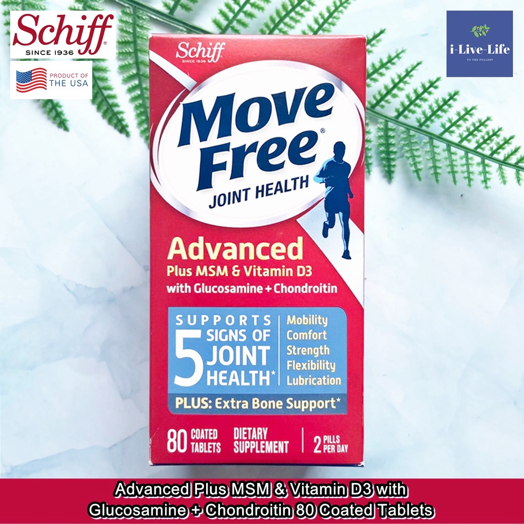 Move Free Joint Health Advanced Plus MSM &amp; Vitamin D3 with Glucosamine + Chondroitin 80 Coated Tablets - Schiff