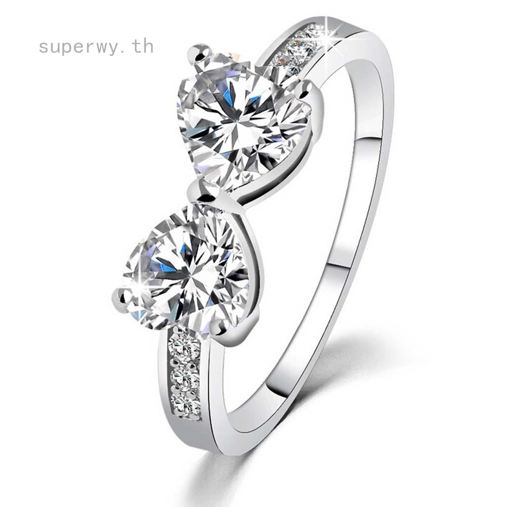 แหวนคริสตัลประดับเพชรคริสตัล 18K