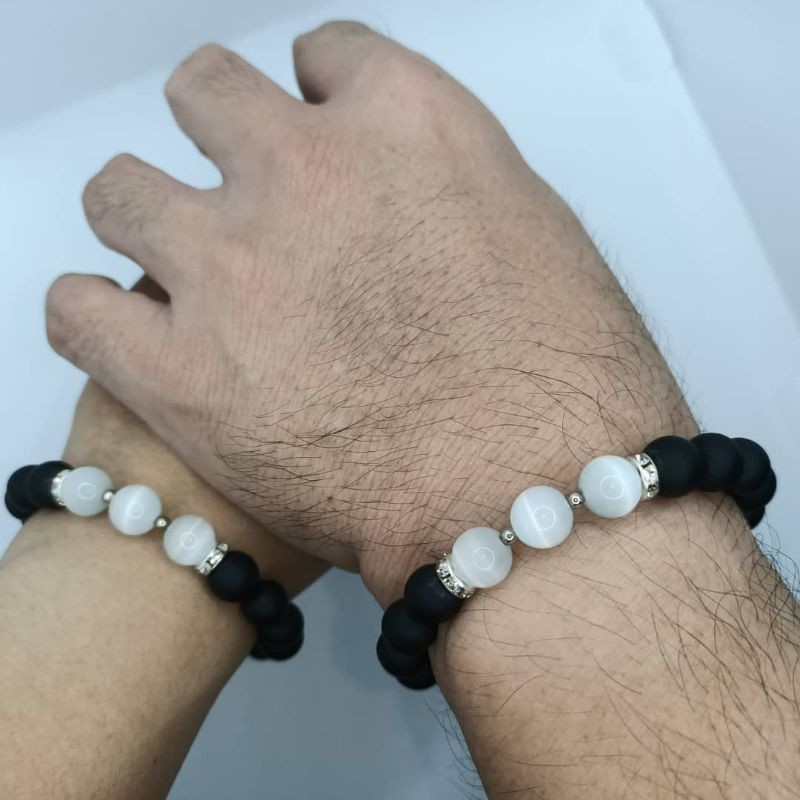 Gelang Tangan Magnet Kristal Couple 磁铁猫眼石手链 แม่เหล็กคริสตัลสร้อยข้อมือคู่